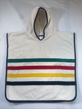 Pendleton Hooded Cotton Terry  Kids Bath Cover-Up in Cream Hudson Bay Stripes